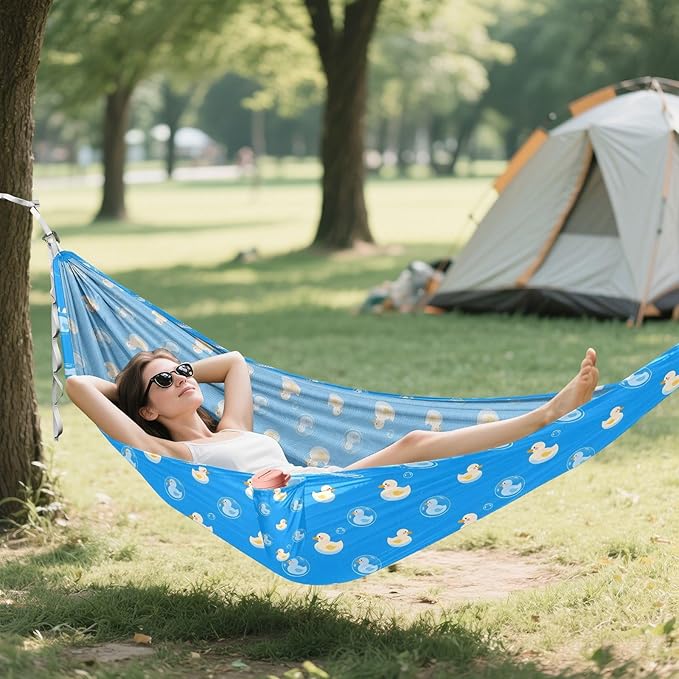 Camping Hammock Outdoor Hammocks for Outside Duck Bubble Blue Beach Trees Portable Lightweight with Pockets Tree Straps Indoor