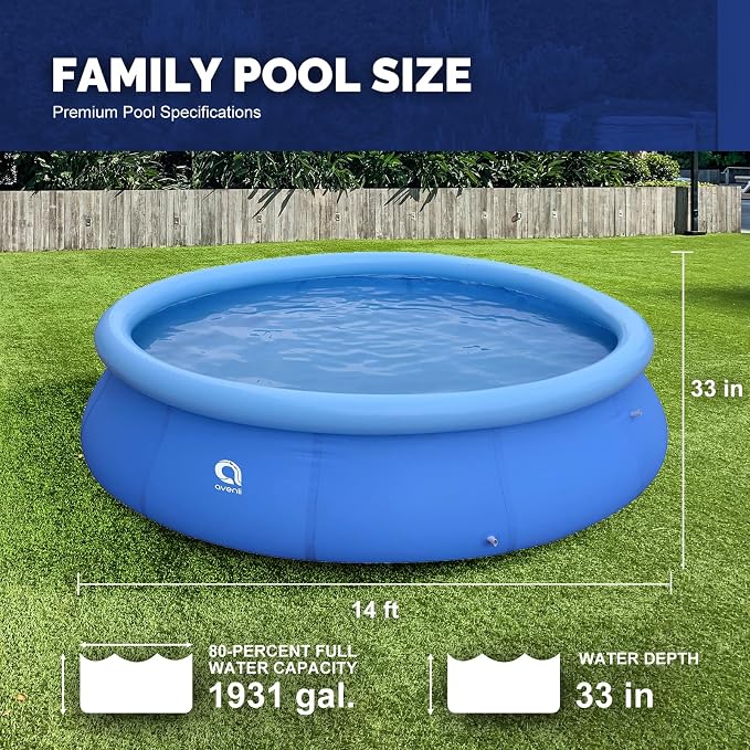 DIMAR GARDEN 14ft x 33in Inflatable Swimming Pool, Outdoor Round Top Ring Above Ground Pools