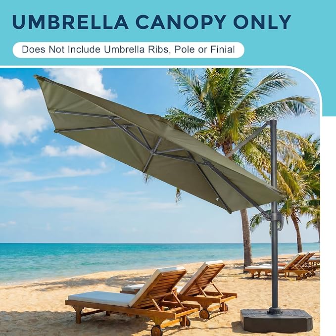 COWVIE Umbrella Canopy Replacement for 8 Ribs Patio Umbrella, Outdoor Table Parasol Replacement for Yard, Canopy Only