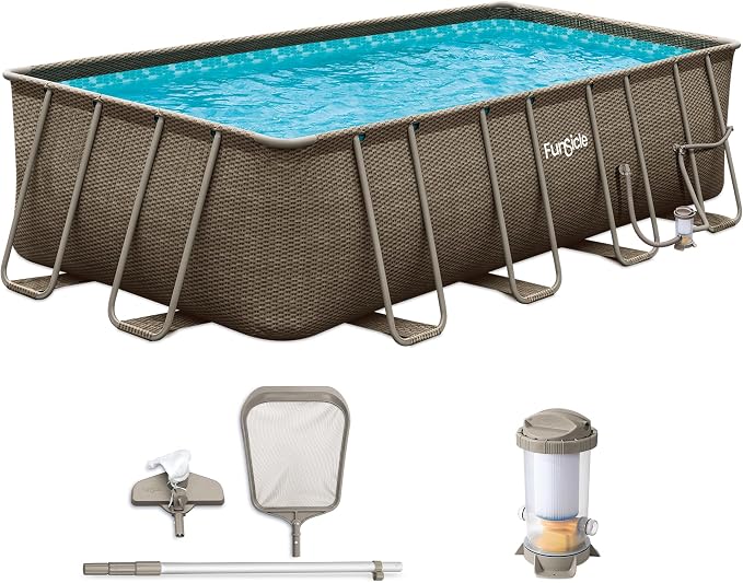 Funsicle Oasis Designer Lap 18' x 9'x 52" Rectangular Above Ground Swimming Pool, With FiltraBoost 1200 GPH Filter Pump, Ladder, Maintenance Kit, Cover, Ground Cloth & Repair Patch, Triple Basketweave