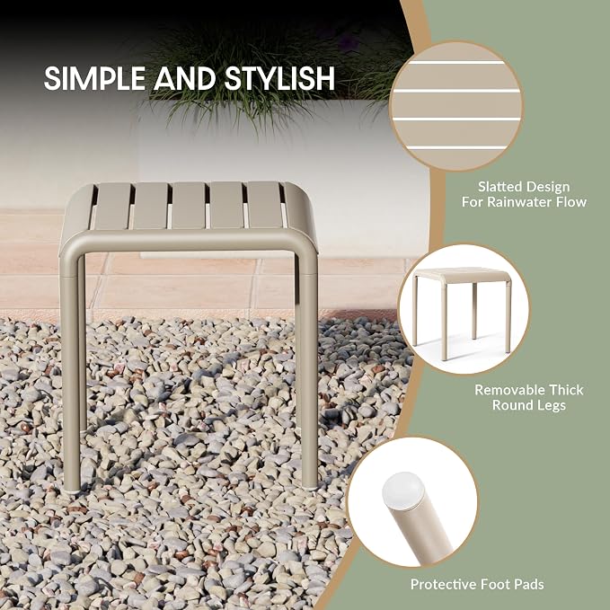 WestinTrends Playa Plastic Modern Outdoor Patio Accent Side Tables (Set of 2), Sand