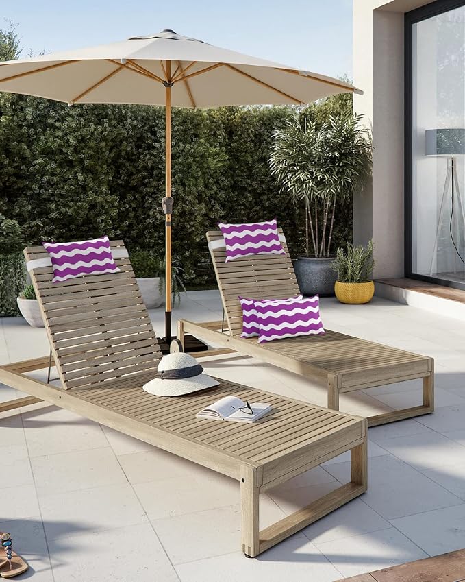Outdoor Pillows Covers with Inserts Rose Red Sea Wave Ripple Waterproof Recliner Pillow with Adjustable Strap Throw Pillows for Patio Furniture Pool Lounge Chair, 11x16 inch, 1PCS