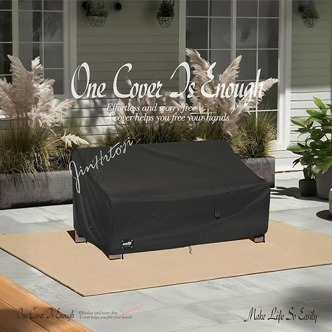 3-Seater Outdoor Couch Cover, 93Wx40Dx35H inches Outdoor Furniture Covers Waterproof,100% Waterproof Heavy Duty Patio Furniture Covers,Black Minimalism Style Outdoor Sofa Cover