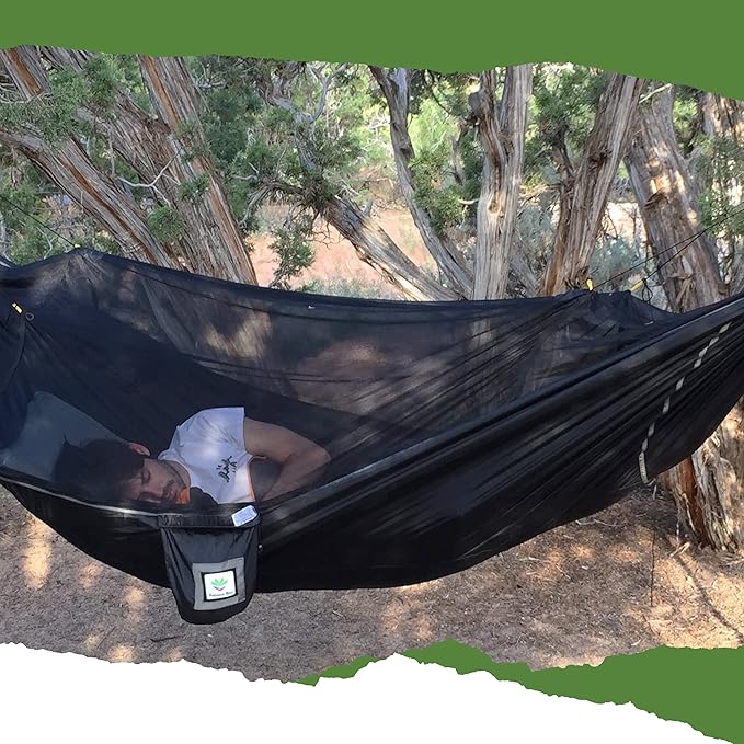 Hammock Bliss Sky Bed Bug Free - Insect Free Hanging Tent That Hangs Like A Hammock But Sleeps Like A Bed - Unique Asymmetrical Design Creates An Amazing Lay Flat Camping Hammock Sleeping Experience