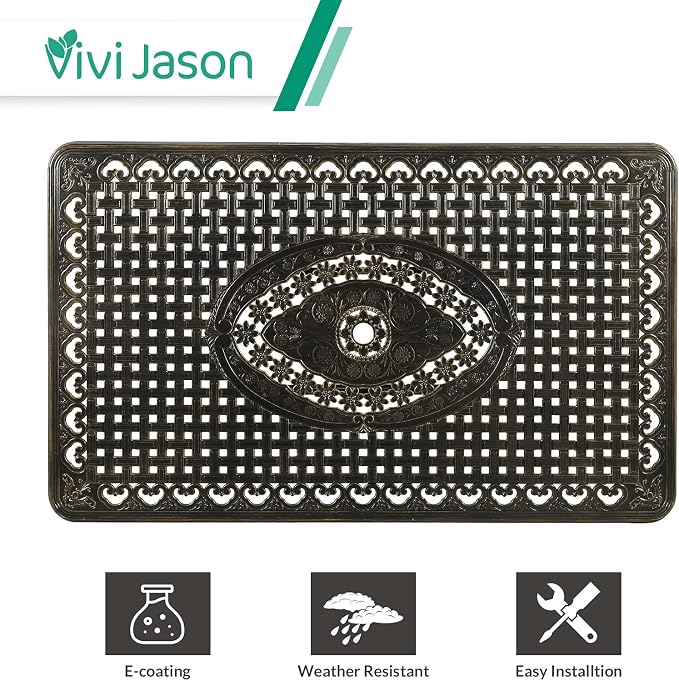 VIVIJASON 7-Piece Outdoor Furniture Dining Set, All-Weather Cast Aluminum Patio Conversation Set, Include 6 Cushioned Chairs and a Rectangle Table with Umbrella Hole for Balcony Lawn Garden Backyard