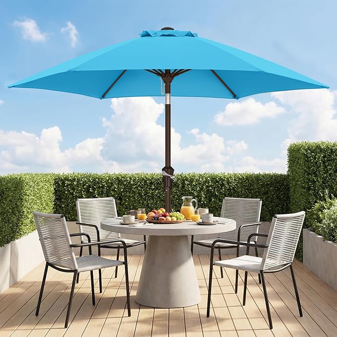ABCCANOPY 7.5FT Patio Umbrella, Outdoor Waterproof Table Umbrella with Push Button Tilt and Crank, UV Protection Pool Umbrella for Garden, Lawn, Deck & Backyard (Lake)