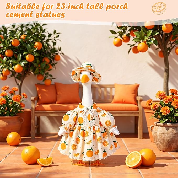 FuWeave Fall Porch Goose Outfit for Lawn Decor | Fits 23"/17" Lawn Plastic/Cement Statue Goose Costume Dress for Front Outdoor Courtyard Garden Patio Yard Decoration