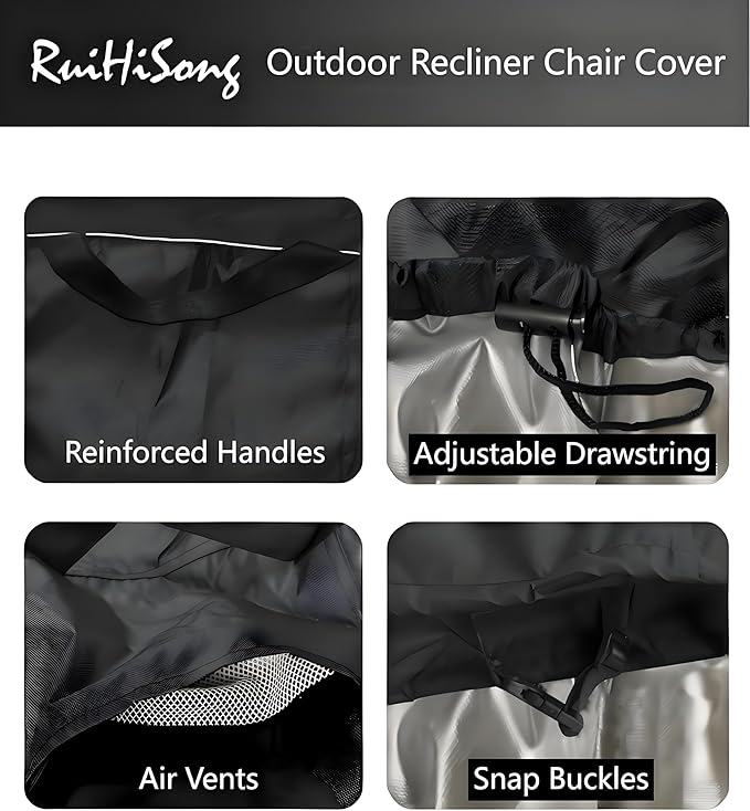 Outdoor Recliner Chair Cover,600D Heavy Duty Patio Chair Cover,Outdoor Furniture Storage Cover for All Weather Protection