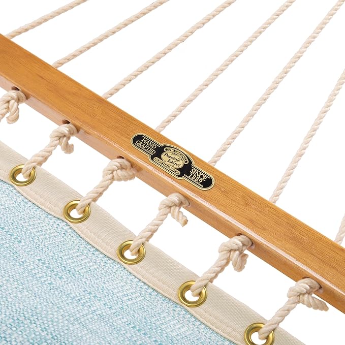 Original Pawleys Island Large Lansinger Seaglass Tufted Hammock with Detachable Pillow – 13 ft. x 55 in., 450 lb Capacity, Oak Spreader Bar, Handcrafted in The USA