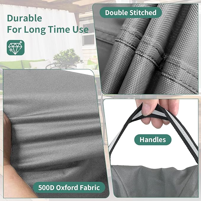 Round Patio Furniture Covers, 500D Heavy Duty Waterproof UV Resistant Cover for Round Outdoor Dining Table & Chairs,48" Dia x 28" H -Gray