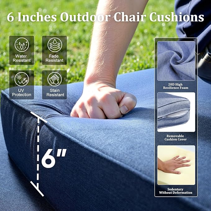 71'' Patio Couch Outdoor Wicker Sofa, Heavy Duty All-Weather Rattan 3-Seater Sofa with Deep Seating and Removable Cover, Outdoor Patio Furniture for Deck Porch Sunroom Backyard Brown/Blue