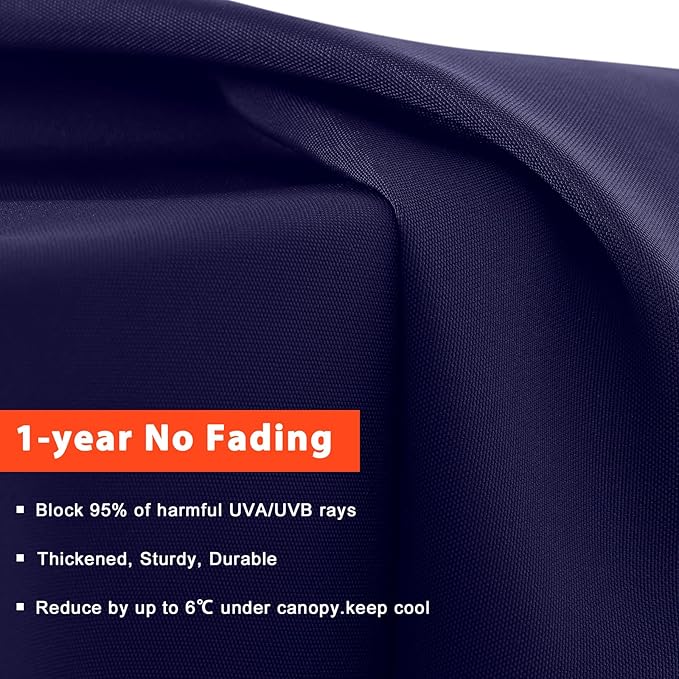 MASTERCANOPY Valance Patio Umbrella 7.5 ft Replacement Canopy for 6 Ribs-Navy Blue Canopy Only