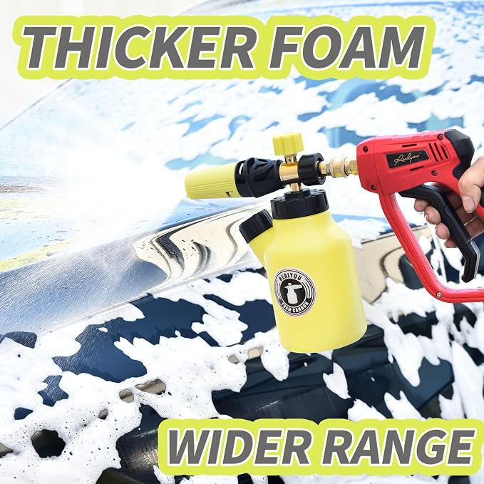 Realyou Foam Cannon for Pressure Washer up to 4500 PSI, Premium Foam Sprayer with Easy Foam Dispensing, Car Wash Sprayer with 1 Liter Bottle