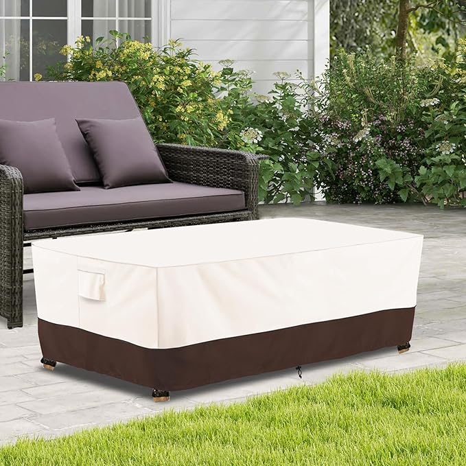Bitubi Waterproof Patio Coffee Table Cover, Rectangular Outdoor Small Side Table Cover - Fits up to 36L x 24W x 16H inches, Brown