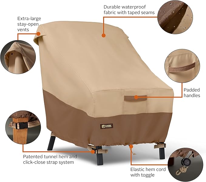 Classic Accessories Veranda's Best Waterproof High Back Patio Chair Cover, 26 x 33 x 35 Inch