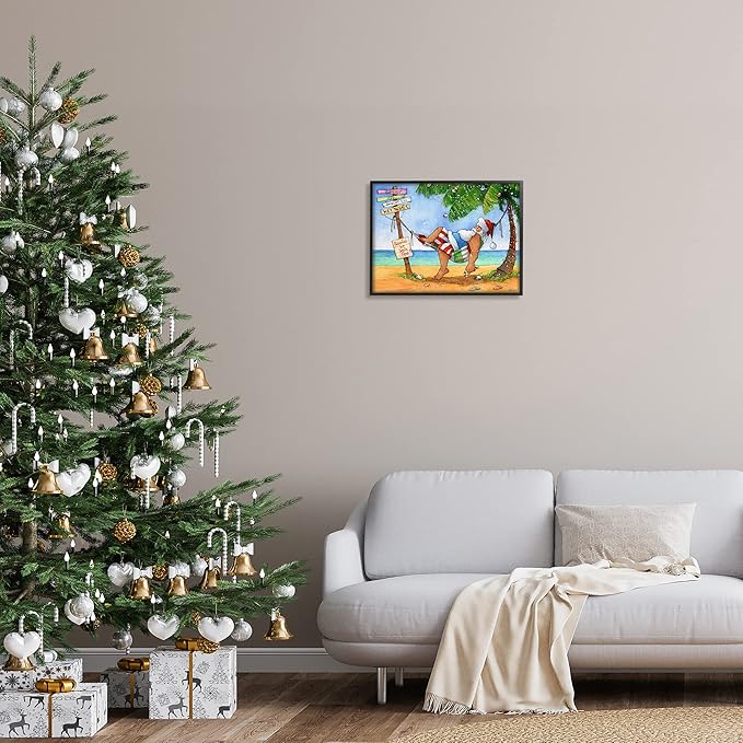 Stupell Industries Tropical Santa Claus Resting Hammock Festive Palm Tree, Design by Steve Vanderbosch