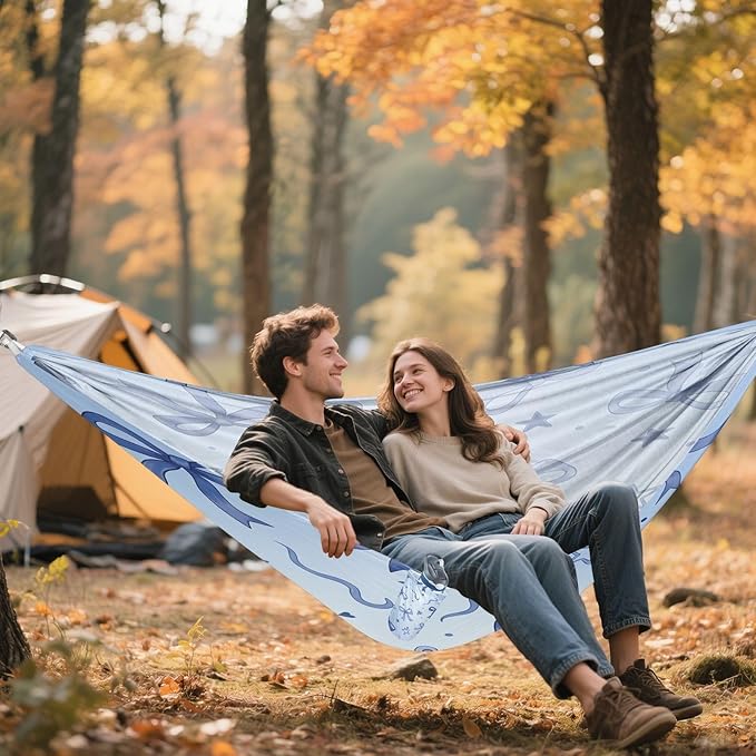 Hammocks for Outside Bow Pattern Camping Hammock Portable Hammocks with Tree Straps and Carry Bag Camping Accessories for Hiking Beach Outdoor