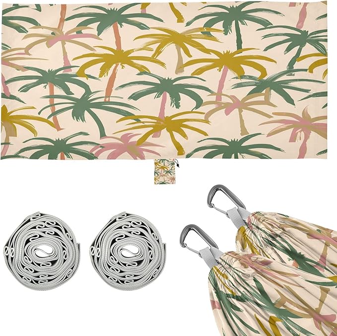 Hammocks for Outside Vintage Palm Trees Camping Hammock Portable Hammocks with Tree Straps and Carry Bag Camping Accessories for Hiking Beach Outdoor