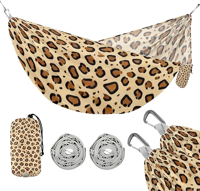 Classic Leopard Print Hammocks for Camping with Portabl Carry Bag Portable Hammock Indoor Outdoor Patio
