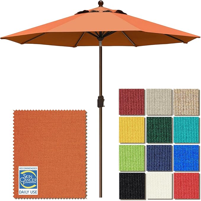 EliteShade USA 10-Year-Non-Fading 9Ft Market Patio Umbrella, UPF 50+ UV Protection Performance Sun Umbrella, Heavy Duty Commercial Grade Outdoor Table Umbrella with Crank & Tilt, Windproof Vented Top for Garden, Pool, Deck and Outdoor Playsets, Rust