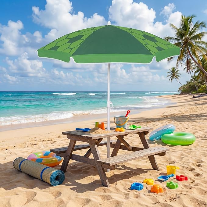 Dansydaisy Beach Umbrella for Water Table, Picnic Table Shade, 47 Inch Replacement Portable Outdoor Umbrella, UV Protection for Sand Play Camping Patio Garden, Tables Not Included