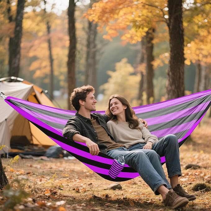 Purple-Black Line 330lb Capacity Camping Hammock with Portabl Carry Bag Tree Hammock for Camping Travel Accessories jamaca para Patio