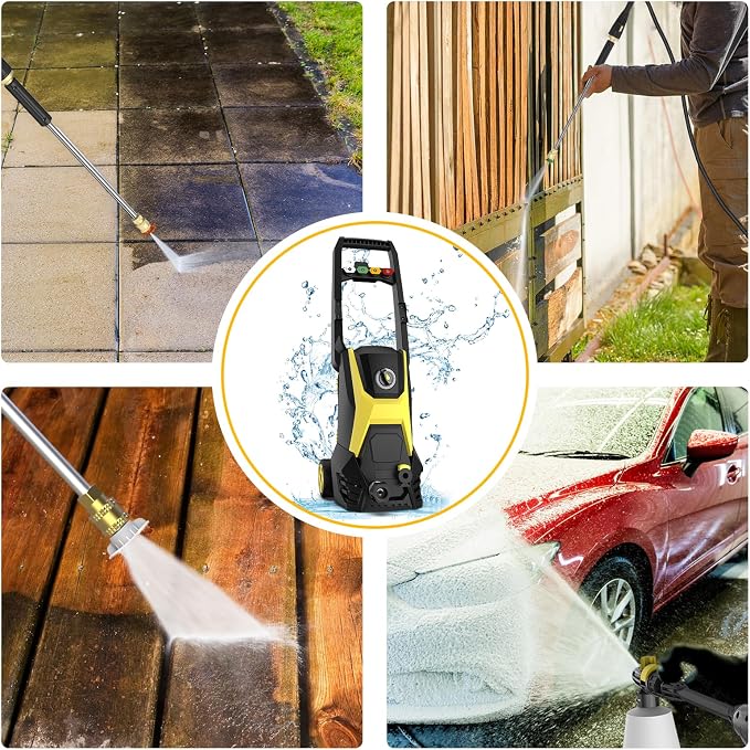 PressurePower4500PSI with 4 Quick Connect Nozzles, Inlet Hose & Filter, Foam Cannon for Cars/Fences/Driveways/Patios/Home Cleaning