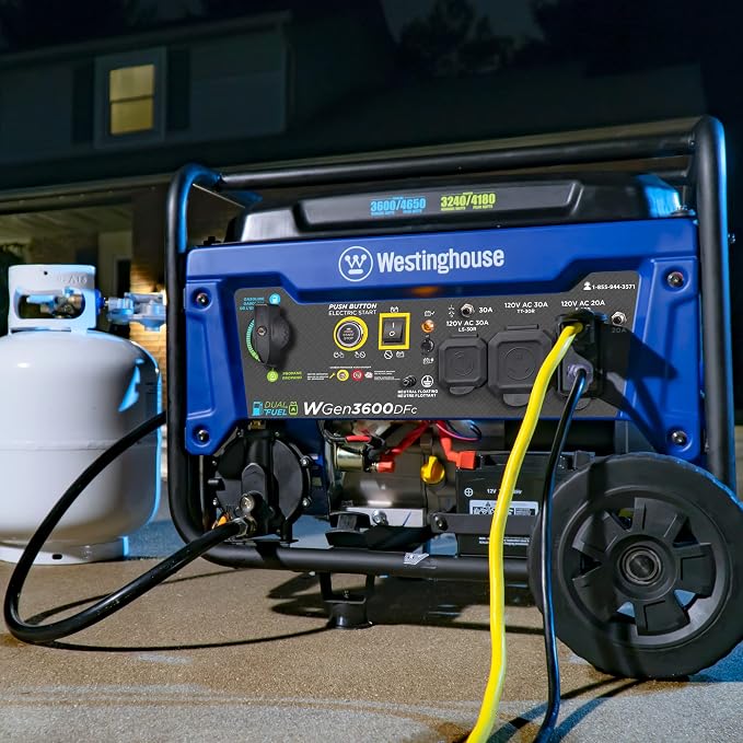 Westinghouse 4650W Dual Fuel Generator with Remote Start and Weather Tent Cover for Open Frame Portable Generators