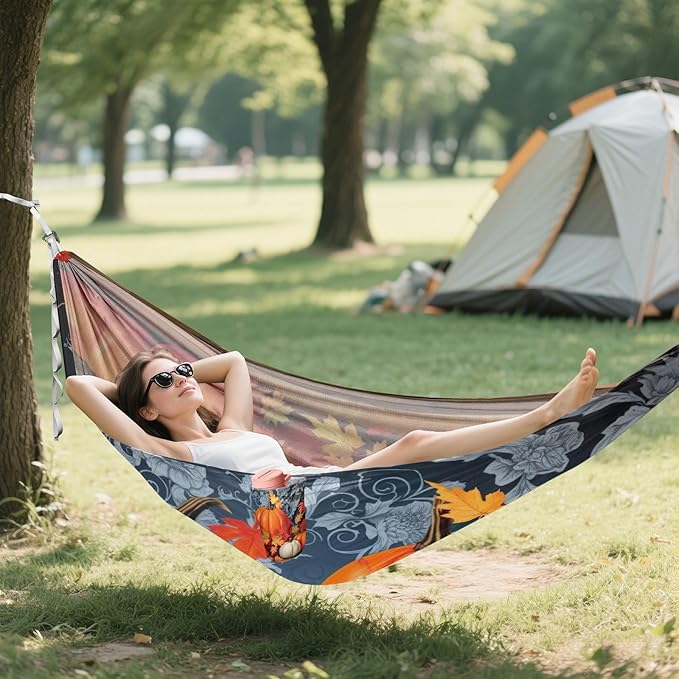 FRMG Thanksgiving Day Pumpkin Hammock 500 lbs Capacity Portable Hammocks with Tree Straps & Attached Carry Bag, Camping Essentials Gear, 2011673a