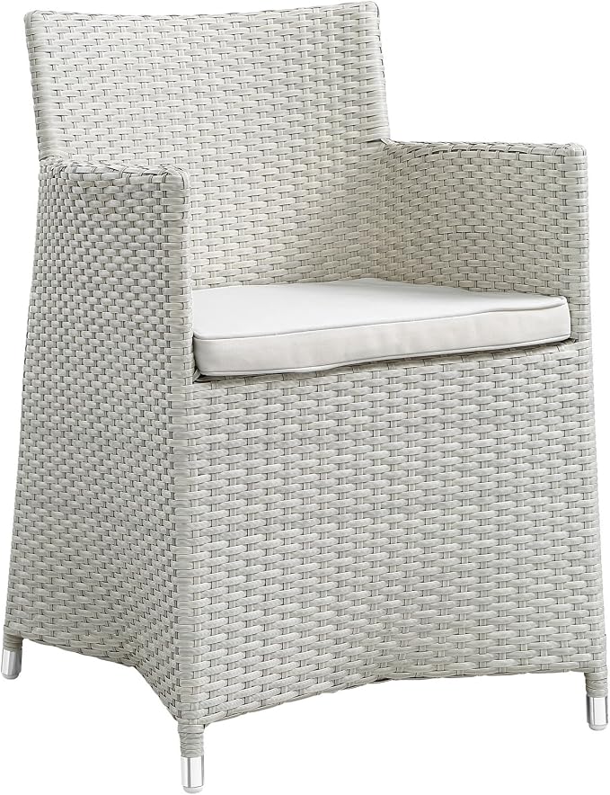 Lexmod Junction 7 Piece Outdoor Patio Dining Set with Cushion, Gray/White