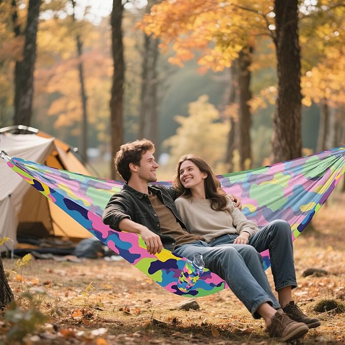 Portable Single Hammock Colorful Camouflage Pattern Garden Yard Outdoor Hammocks