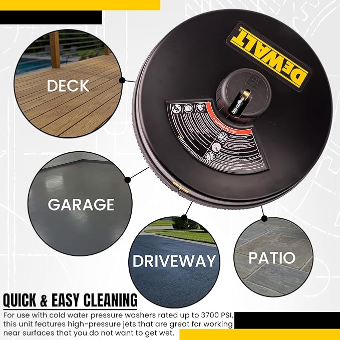 DXPA37SC Compatible with DeWALT 18" Surface Cleaner 1/4" Quick Connect Fitting for Cold Water Pressure Washers Rated up to 3700 PSI