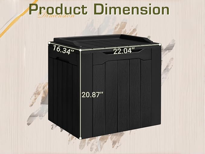 28 Gallon Black Outdoor Deck Box, Waterproof Resin Storage Box with Lid for Patio