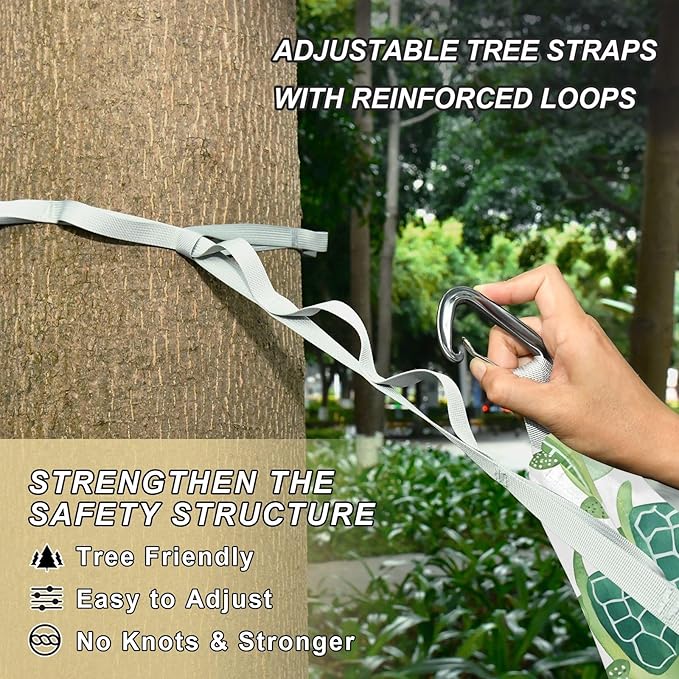 Camping Hammock Outdoor Hammocks for Outside Cute Turtle Watercolor Beach Trees Portable Lightweight with Pockets Tree Straps Indoor