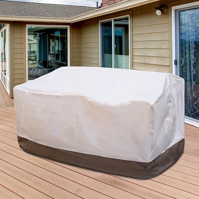OVIOS Patio Furniture Set Cover Outdoor Sectional Sofa Couch Chair Ottoman Waterproof Covers General Purpose, 59" L x 31" W x 29" H, Beige-Brown