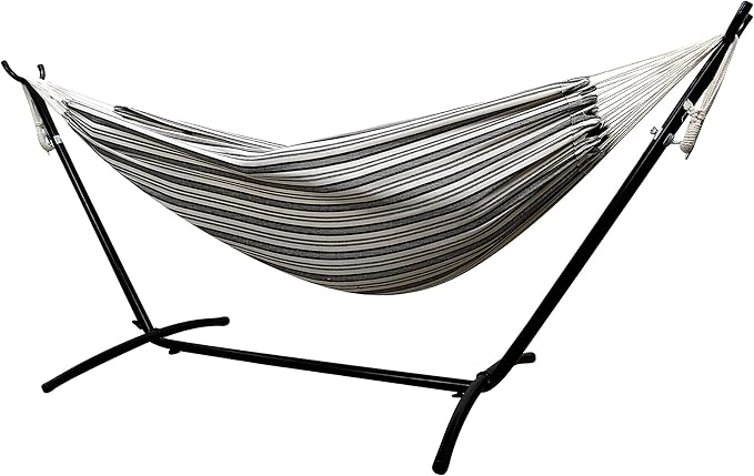 Danyle Double Hammock With Space Saving Steel Stand Includes Portable Carrying Case,Desert Moon