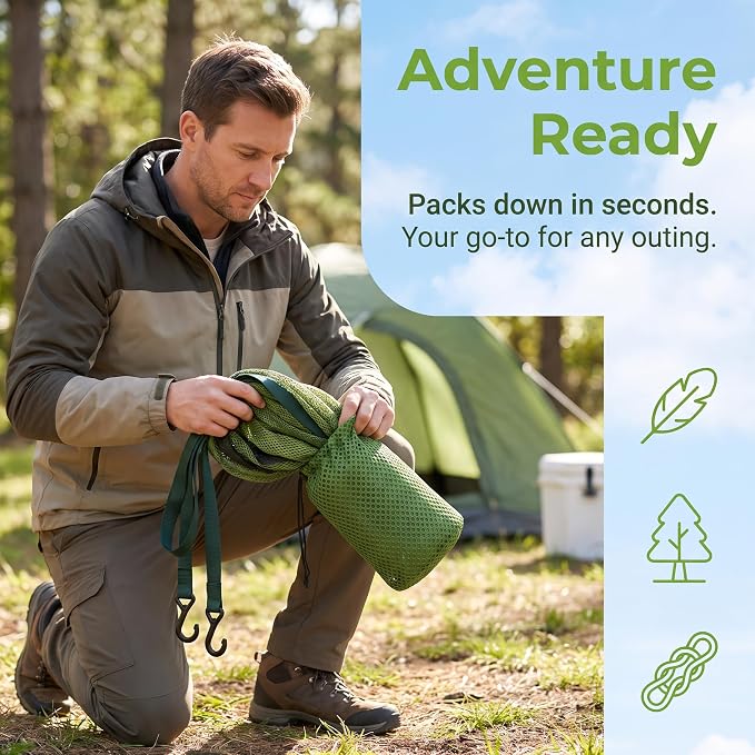 Haimoro Portable Outdoor Mesh Hammock | Includes Carry Bag, Carabiners Included