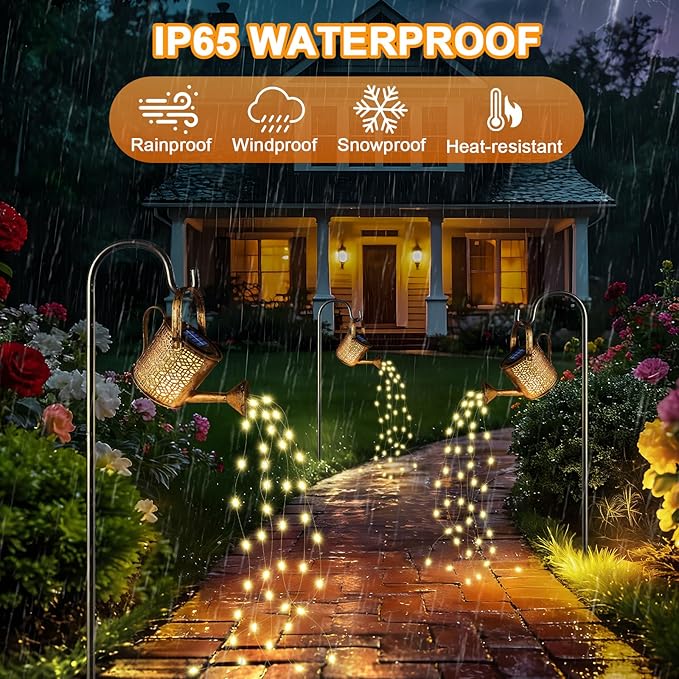 2 Pack Solar Watering Can Lights, Solar Lights Outdoor Decorative, Small Hanging Lantern Landscape Light Waterproof, Outside Garden Decor for Yard Lawn Patio, Gifts for Mom Women Birthday Mother's Day