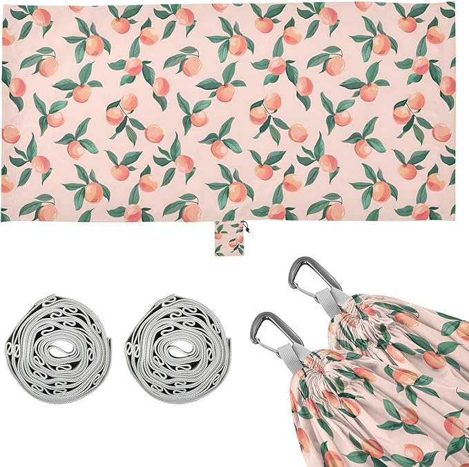Camping Hammock Outdoor Hammocks for Outside Peach Cute Pink Beach Trees Portable Lightweight with Pockets Tree Straps Indoor