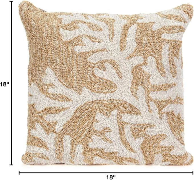 Liora Manne FRONTPORCH Indoor/Outdoor Handmade Pillow - Transitional Geometric Coastal Beach Accent (Coral Neutral) (18" x 18")