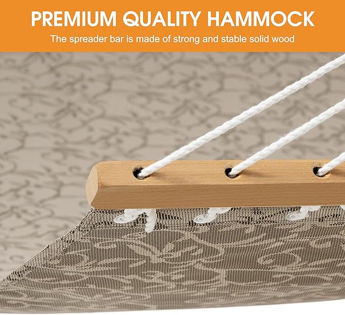 Lazy Daze Hammocks Quick Dry Hammock with Spreader Bar Textliene Fabric Double 2 Person Hammock with Chains Outdoor Patio Poolside Backyard Beach 450 lbs Capacity, Four Leaf Clover