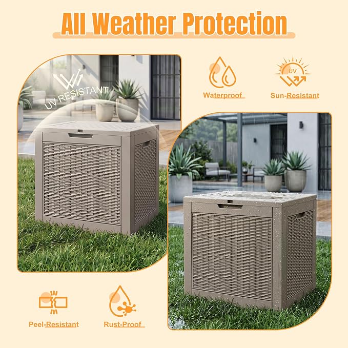 Outdoor Storage Box,38 Gallon Resin Deck Box,Waterproof & UV Resistant Lockable Package Delivery Bin,Toy Cabinet for Indoor & Outdoor