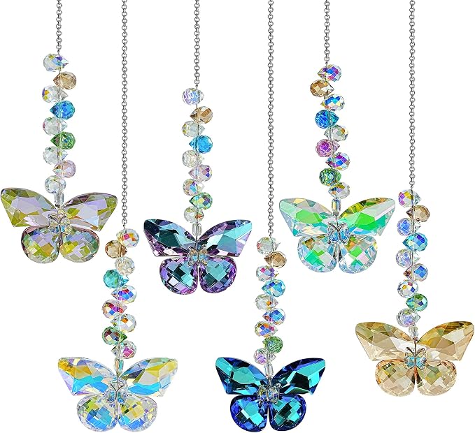 6PCS Crystal Butterfly Suncatchers for Window Hanging Ornaments Sun Catcher | Rainbow Maker,Sun Catchers Indoor Window,Wedding Garden Home Decor,Glass Ornaments for Christmas Tree,Gifts For Women Sister