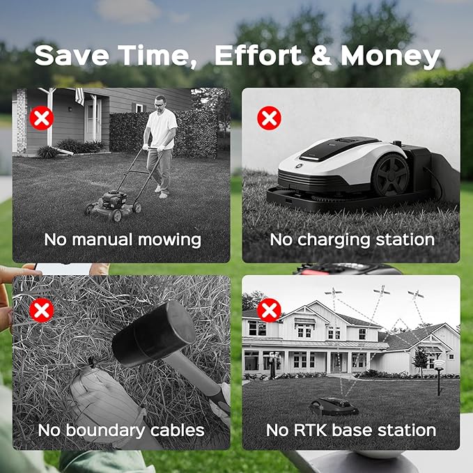 V3 Robotic Lawn Mower with AI Vision Obstacle Avoidance, Smart APP Control, Low-Noise Operation, Adjustable Cutting Height, No-Go Zones, Ideal Robot Lawn Mower for Lawns Up to 1600 Sq.Ft