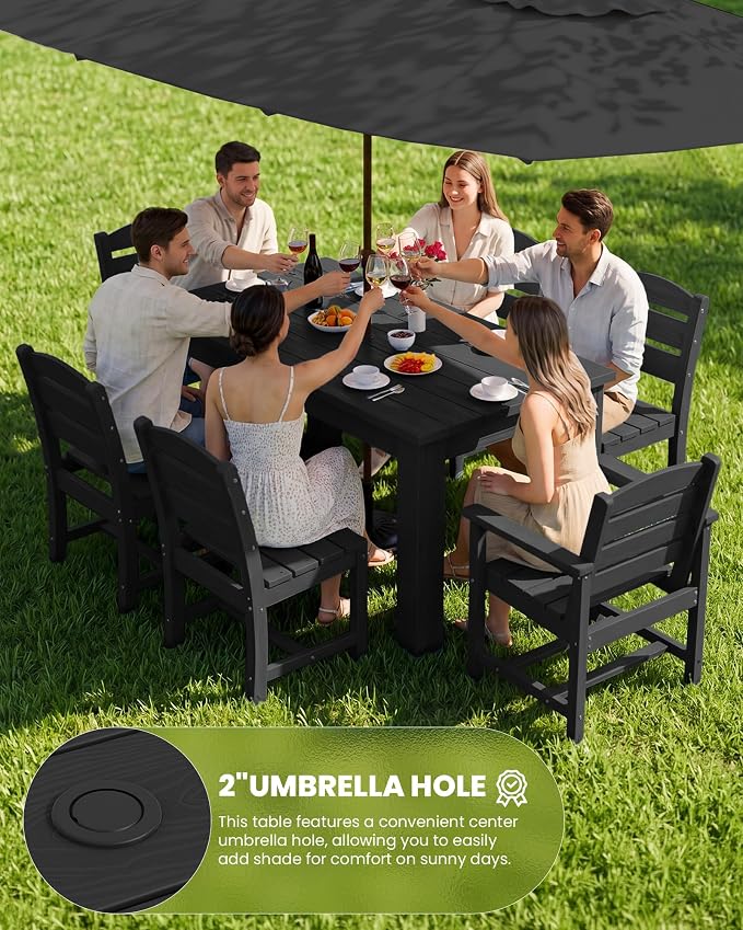 SERWALL Armless Outdoor Dining Cahir Set of 2, Black | SERWALL Patio Dining Chair, All Weather Dining Chair Set of 2, Outdoor Dining Chair with Widened Seat, Black