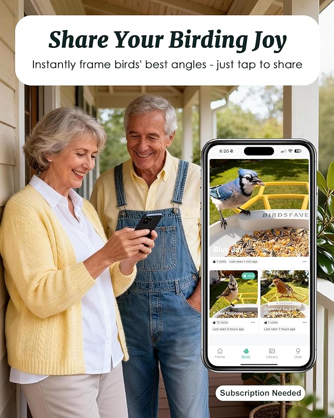 Bird Feeder with Camera Solar Powered, 2K Live Arrival Alert Auto Capture Video with 32GB TF Card, AI Identify Smart Camera Bird Feeder Ourdoor Backyard Gift for Mom Dad Birdlover, 2.4G WiFi