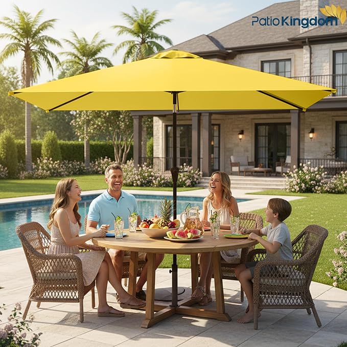 6.5'x10' Rectangular Patio Outdoor Umbrella,Large Coverage with Push-Button Tilt & UV Protection,Sturdy Ribs for Deck,Lawn,Pool,Backyard