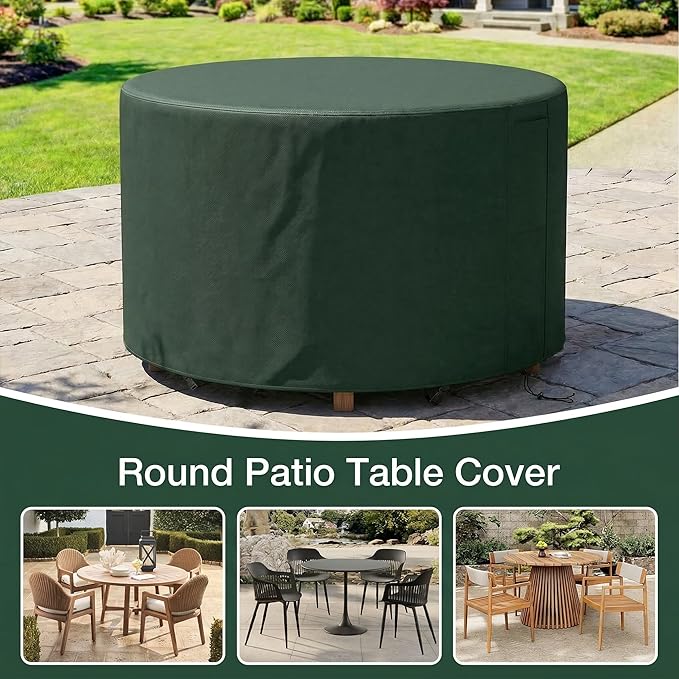 UPGRADE Outdoor Furniture Covers, Custom Size 96"(D) x 36"(H) Round Patio Table and Chair Waterproof Covers, Heavy Duty 420D,Coffee