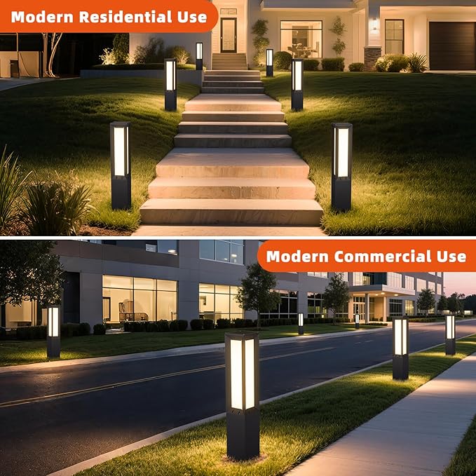 Solar Pathway Lights Outdoor, 31.5" Solar Bollard Light Outdoor, IP65 Waterproof Landscape Path Lights, 3000K LED Driveway Light, Modern Commercial Pathway Lighting for Walkway Garden Lawn Patio