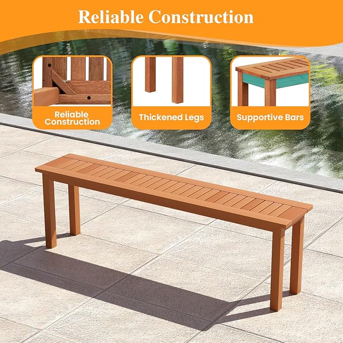 Tangkula Set of 3 Patio Dining Set for 4, Solid Wood Dining Table with 2 Benches, Outdoor Table Bench with 2” Umbrella Hole & Teak Oil Finish, Dining Furniture Set for Yard, Deck, Porch, Indoors